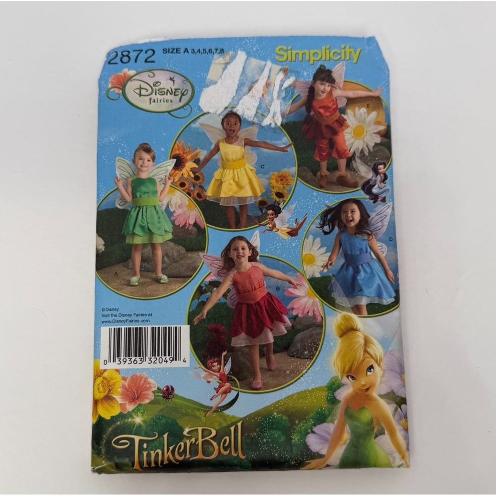 Simplicity 2872 Disney Fairies Dress Sewing Pattern Size A 3 4 5 6 7 8 uncut